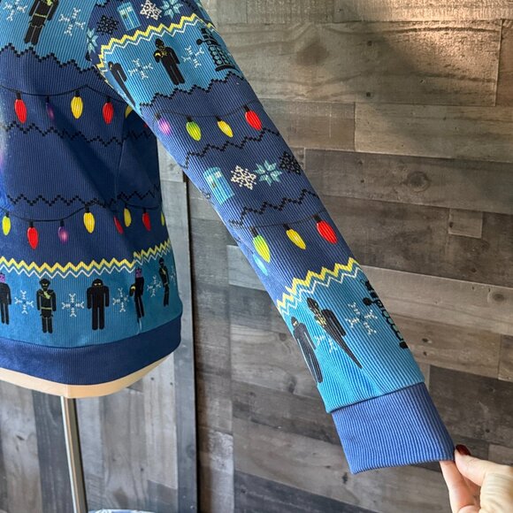 Men's Doctor Who ugly Christmas sweater medium TARDIS Cyber Men Dalek fandom - Picture 3 of 11
